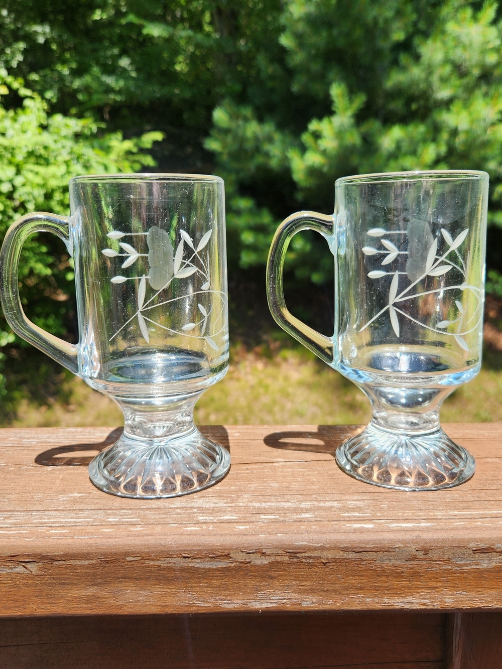 SET OF TWO Princess House Heritage Collection Irish Coffee Pedestal Mugs #504